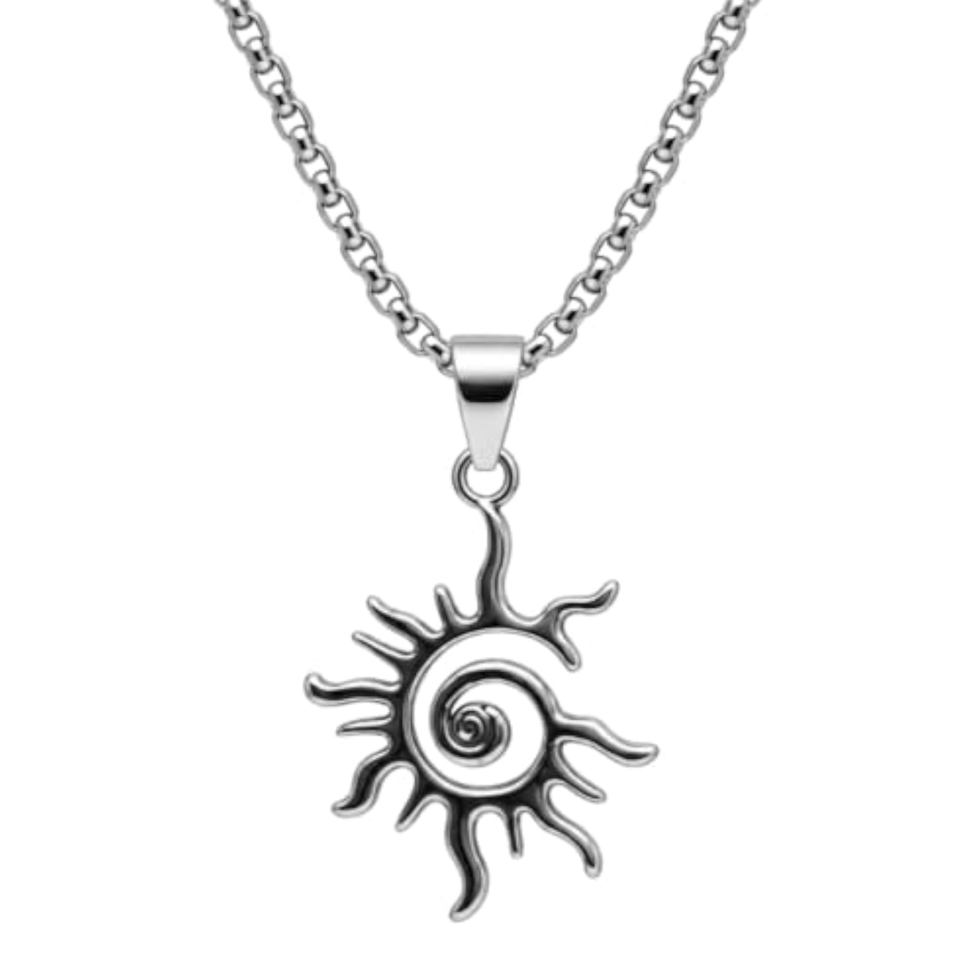 Solar Spiral Pure Titanium Steel Pendant with Chain